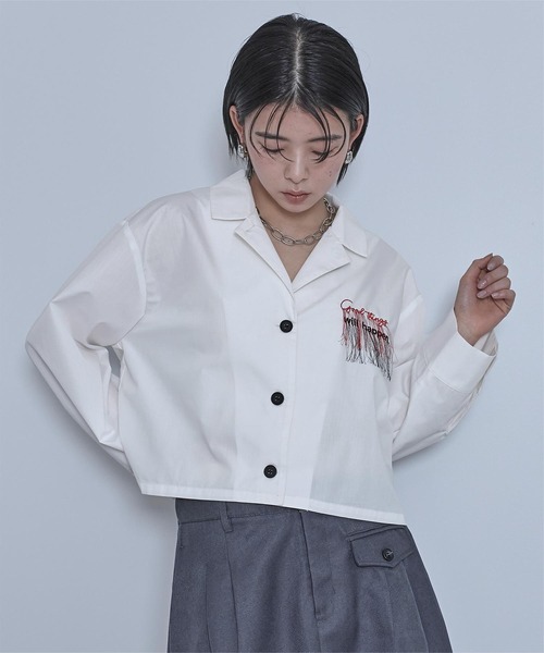 miette(ミエット)の「フリンジ刺繍開襟シャツ(シャツ/ブラウス・レディース・ブラック/オフホワイト・FREE)」の20枚目の写真