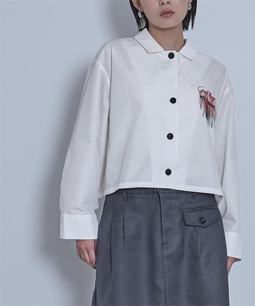 miette(ミエット)の「フリンジ刺繍開襟シャツ(シャツ/ブラウス・レディース・ブラック/オフホワイト・FREE)」の15枚目の写真