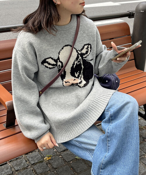 CPCM(シーピーシーエム)の「アソートジャガードニット(ニット/セーター・レディース・ブルー系その他/ホワイト系その他/ブラック/グレー系その他/チャコールグレー/ブルー・FREE)」の5枚目の写真