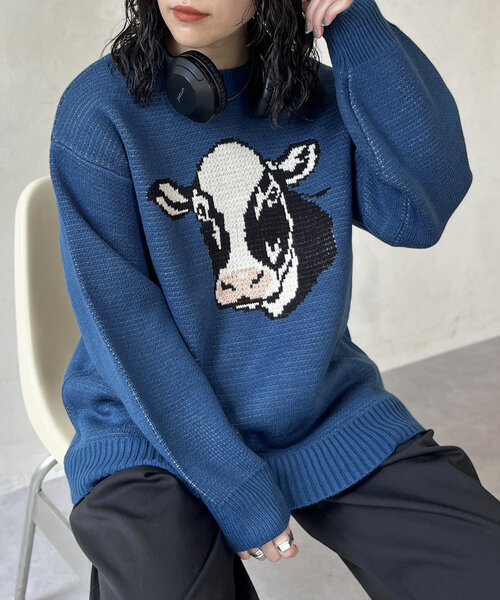 CPCM(シーピーシーエム)の「アソートジャガードニット(ニット/セーター・レディース・ブルー系その他/ホワイト系その他/ブラック/グレー系その他/チャコールグレー/ブルー・FREE)」の6枚目の写真