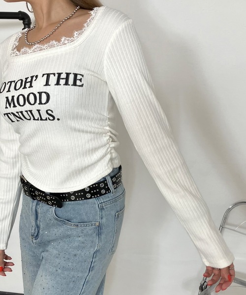 non-hedge(ノンヘッジ)の「ロゴスクエアレースショート丈ロンT(Tシャツ/カットソー・レディース・ブラック/グレー/オフホワイト・FREE)」の21枚目の写真