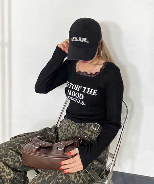 non-hedge(ノンヘッジ)の「ロゴスクエアレースショート丈ロンT(Tシャツ/カットソー・レディース・ブラック/グレー/オフホワイト・FREE)」の17枚目の写真