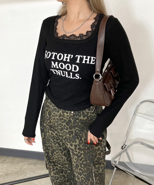 non-hedge(ノンヘッジ)の「ロゴスクエアレースショート丈ロンT(Tシャツ/カットソー・レディース・ブラック/グレー/オフホワイト・FREE)」の16枚目の写真