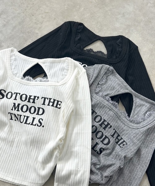 non-hedge(ノンヘッジ)の「ロゴスクエアレースショート丈ロンT(Tシャツ/カットソー・レディース・ブラック/グレー/オフホワイト・FREE)」の10枚目の写真