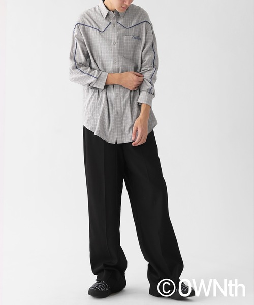 OWNth（オンス）の「パイピングデザインチェック柄シャツ（シャツ/ブラウス・レディース・グレー/ネイビー・ONESIZE）」の12枚目の写真