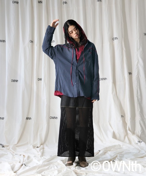 OWNth（オンス）の「パイピングデザインチェック柄シャツ（シャツ/ブラウス・レディース・グレー/ネイビー・ONESIZE）」の13枚目の写真