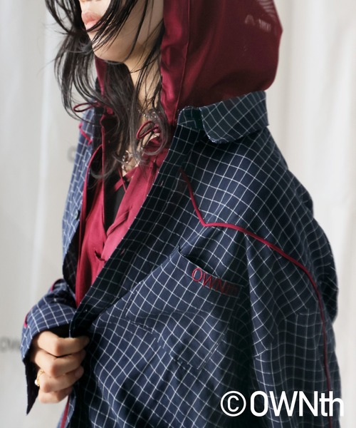 OWNth（オンス）の「パイピングデザインチェック柄シャツ（シャツ/ブラウス・レディース・グレー/ネイビー・ONESIZE）」の17枚目の写真