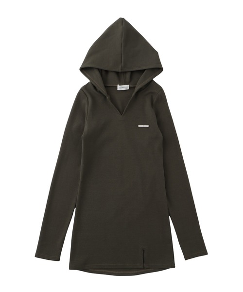 ACLENT（アクレント）の「フーデットリブミニドレス（ワンピース