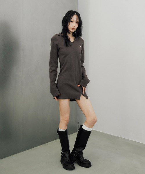 ACLENT（アクレント）の「フーデットリブミニドレス（ワンピース 