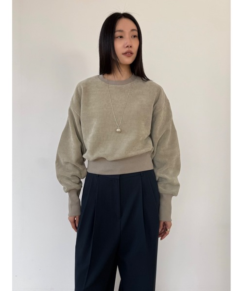 Didot.showroom（ディドット ショールーム）の「【DIDOT.】ミニマルクロップドMTM（フリース裏起毛）（スウェット・レディース・ネイビー/サンドベージュ/ブラック/ブラウン・FREE）」の20枚目の写真