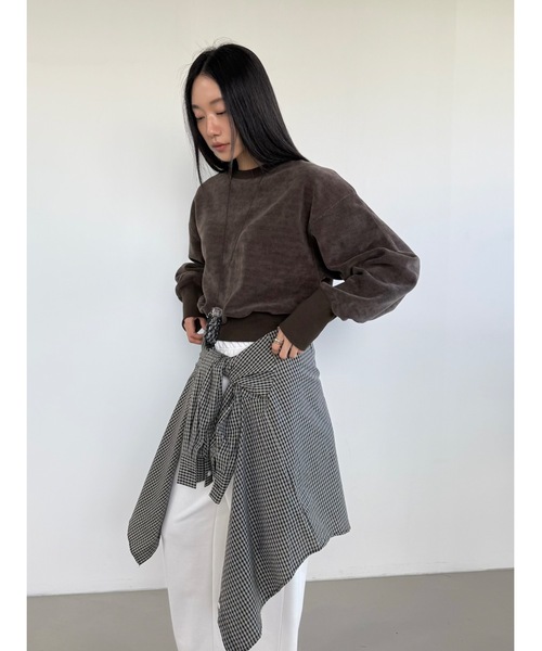 Didot.showroom（ディドット ショールーム）の「【DIDOT.】ミニマルクロップドMTM（フリース裏起毛）（スウェット・レディース・ネイビー/サンドベージュ/ブラック/ブラウン・FREE）」の15枚目の写真