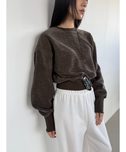 Didot.showroom（ディドット ショールーム）の「【DIDOT.】ミニマルクロップドMTM（フリース裏起毛）（スウェット・レディース・ネイビー/サンドベージュ/ブラック/ブラウン・FREE）」の19枚目の写真