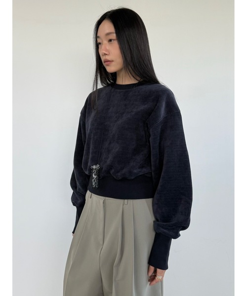 Didot.showroom（ディドット ショールーム）の「【DIDOT.】ミニマルクロップドMTM（フリース裏起毛）（スウェット・レディース・ネイビー/サンドベージュ/ブラック/ブラウン・FREE）」の7枚目の写真