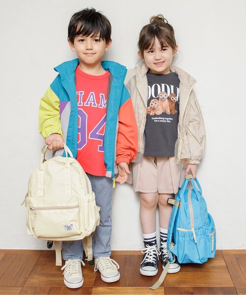 BREEZE（ブリーズ）の「【ジュニア対応】チュールペプラムブルゾン（ナイロンジャケット・キッズ・チャコール/アイボリー・80/100/110/130/120/90/140）」の14枚目の写真