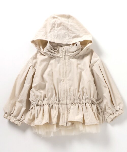 BREEZE（ブリーズ）の「【ジュニア対応】チュールペプラムブルゾン（ナイロンジャケット・キッズ・チャコール/アイボリー・80/100/110/130/120/90/140）」の16枚目の写真