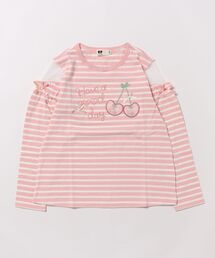 KP（ケーピー）の「肩チュールボーダー長袖Tシャツ(120～160)（Tシャツ/カットソー）」