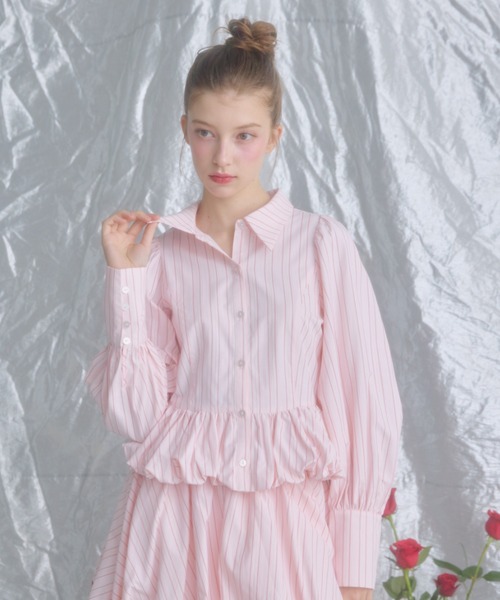 monepine（モネピネ）の「peplum balloon shirt/ペプラムバルーン