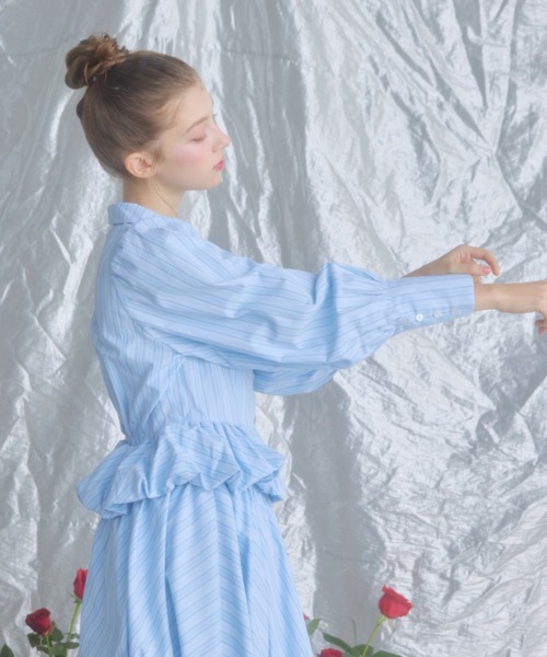 monepine（モネピネ）の「peplum balloon shirt/ペプラムバルーン