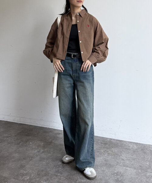 U.S. POLO ASSN.(ユーエスポロアッスン)の「クロップドシャツ(シャツ/ブラウス・レディース・ブラウン/グリーン/レッド/ネイビー・FREE)」の8枚目の写真