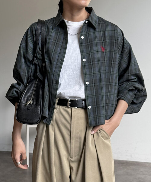 U.S. POLO ASSN.(ユーエスポロアッスン)の「クロップドシャツ(シャツ/ブラウス・レディース・ブラウン/グリーン/レッド/ネイビー・FREE)」の10枚目の写真