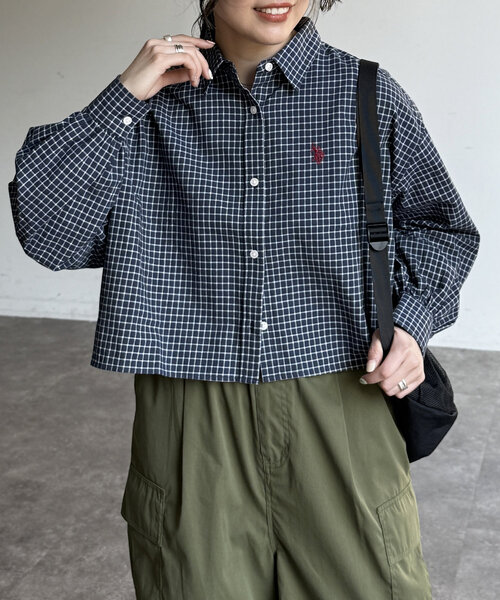 U.S. POLO ASSN.(ユーエスポロアッスン)の「クロップドシャツ(シャツ/ブラウス・レディース・ブラウン/グリーン/レッド/ネイビー・FREE)」の14枚目の写真