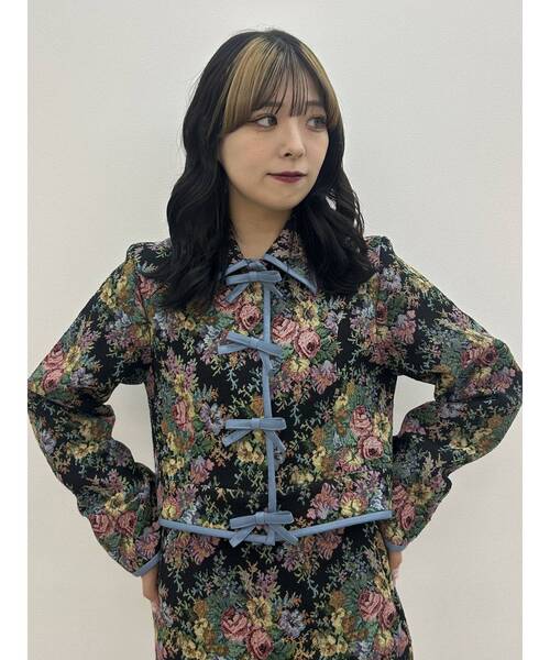 jouetie（ジュエティ）の「ショートゴブランジャケット【セットアップ対応】（テーラードジャケット・レディース・アイボリー/ブラック/ブルー・MEDIUM）」の17枚目の写真