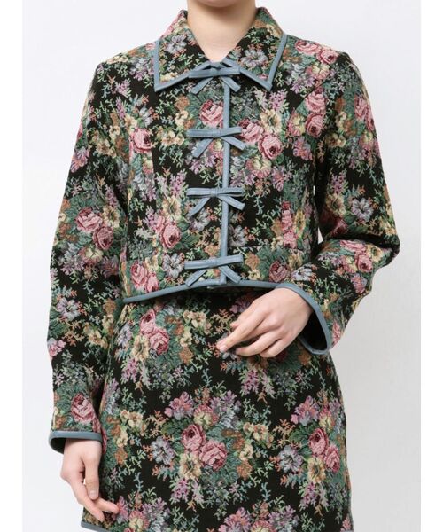 jouetie（ジュエティ）の「ショートゴブランジャケット【セットアップ対応】（テーラードジャケット・レディース・アイボリー/ブラック/ブルー・MEDIUM）」の9枚目の写真