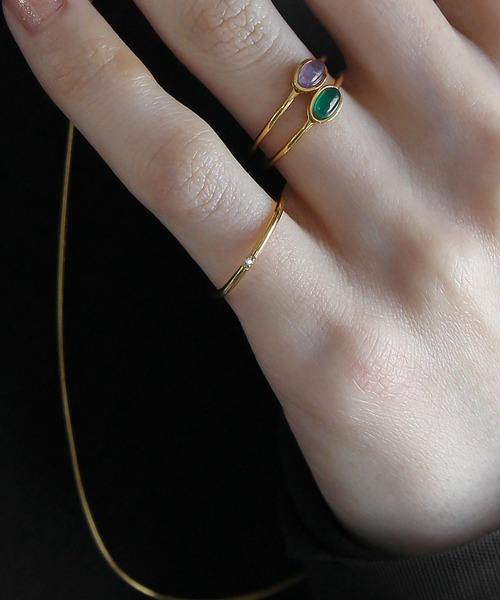 abaskdesign(アバスクデザイン)の「金属アレルギー対応 キュービックジルコニアピンキーリング(リング・レディース・ゴールド/ゴールド系その他/シルバー系その他/シルバー・11号/14号/7号/9号/4号)」の4枚目の写真