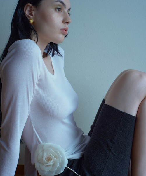 IRIS47（イリスフォーセブン）の「【IRIS 47】comfy long tops/コンフィー ロング トップス（Tシャツ/カットソー・レディース・グリーン/ホワイト/ブラック・FREE）」の10枚目の写真