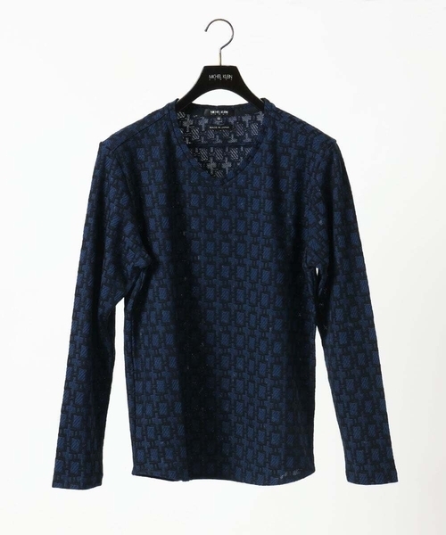 MICHEL KLEIN HOMME   （ミッシェルクランオム）の「《日本製》リンクスVネック長袖カットソー（Tシャツ/カットソー・メンズ・ホワイト/ネイビー/カーキ・MEDIUM/LARGE/X-LARGE）」の8枚目の写真