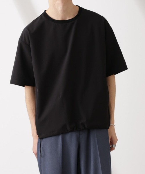 NANO universe（ナノユニバース）の「ライトウェイトストレッチ プルオーバー半袖(セットアップ可)（Tシャツ/カットソー・メンズ・ブラック/カーキ/チャコール・S/M/L）」の2枚目の写真