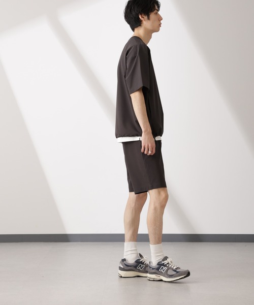 NANO universe（ナノユニバース）の「ライトウェイトストレッチ プルオーバー半袖(セットアップ可)（Tシャツ/カットソー・メンズ・ブラック/カーキ/チャコール・S/M/L）」の16枚目の写真