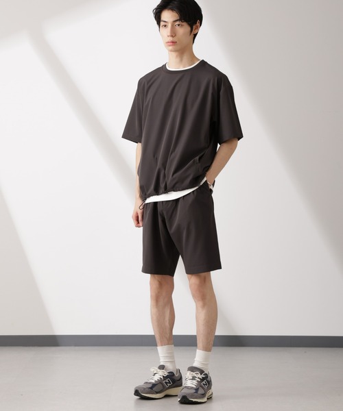 NANO universe（ナノユニバース）の「ライトウェイトストレッチ プルオーバー半袖(セットアップ可)（Tシャツ/カットソー・メンズ・ブラック/カーキ/チャコール・S/M/L）」の18枚目の写真