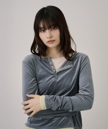 【残りわずか!】2WAYルーズフィットベロアトップス|ウォッシャブル/レイヤードトップス/ロンT/春服