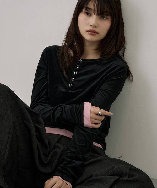 セール】2WAYルーズフィットベロアトップス｜ウォッシャブル