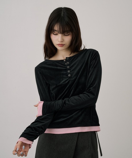 セール】2WAYルーズフィットベロアトップス｜ウォッシャブル
