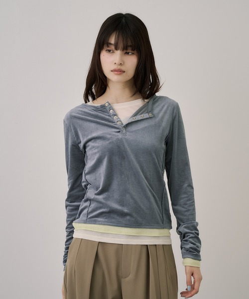 UNITED TOKYO(ユナイテッドトウキョウ)の「【残りわずか!】2WAYルーズフィットベロアトップス|ウォッシャブル/レイヤードトップス/ロンT/春服(Tシャツ/カットソー・レディース・ブラック/グレー・FREE)」の15枚目の写真