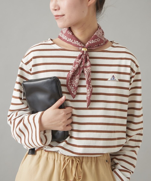 GEVACO（ゲバコ）の「【GEVACO】ボートネックボーダーロンTEE（Tシャツ/カットソー・レディース・ブルー/ブラウン/ホワイト・MEDIUM/SMALL）」の3枚目の写真