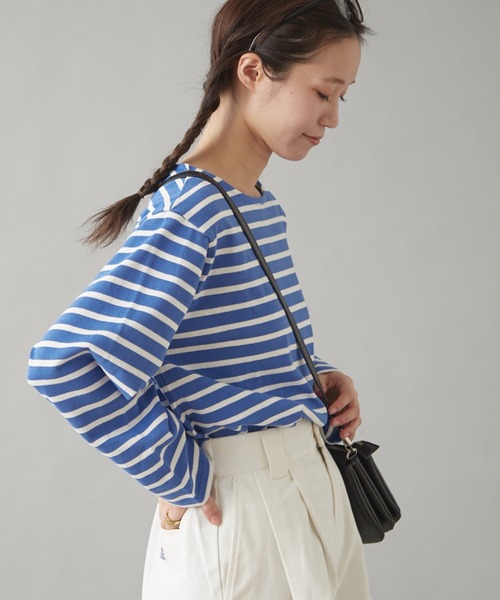 GEVACO（ゲバコ）の「【GEVACO】ボートネックボーダーロンTEE（Tシャツ/カットソー・レディース・ブルー/ブラウン/ホワイト・MEDIUM/SMALL）」の7枚目の写真