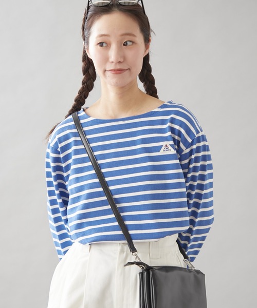 GEVACO（ゲバコ）の「【GEVACO】ボートネックボーダーロンTEE（Tシャツ/カットソー・レディース・ブルー/ブラウン/ホワイト・MEDIUM/SMALL）」の4枚目の写真