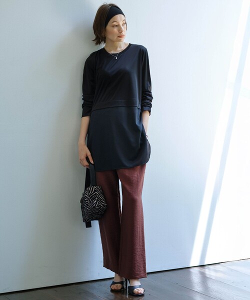 ICB(アイシービー)の「ワッシャーツイル ワイドストレートパンツ(その他パンツ・レディース・ライトオレンジ系/ベージュ系/グリーン系/ブラック系/マスタード/ブラウン系・40/42/44/46/48)」の8枚目の写真