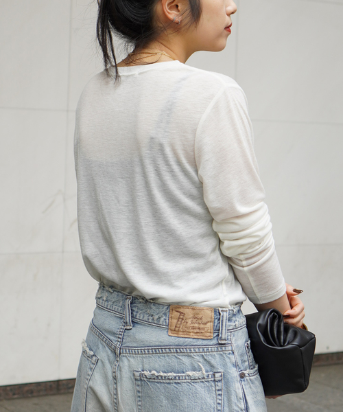 AP STUDIOメロータッチヘンリーネックTシャツ　ホワイトタグあり メロータッチヘンリーネックTシャツ（Tシャツ／カットソー）｜AP