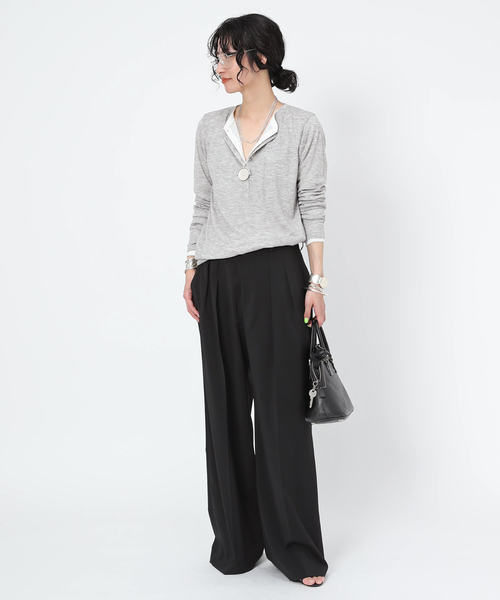 AP STUDIOメロータッチヘンリーネックTシャツ　ホワイトタグあり メロータッチヘンリーネックTシャツ（Tシャツ／カットソー）｜AP