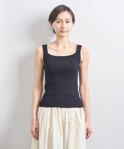 UNITED ARROWS（ユナイテッドアローズ）の「リブ スクエアネック ニットキャミソール（ニット/セーター・レディース・オフホワイト/ブラック/ダークブラウン/ベージュ/ネイビー・FREE）」の9枚目の写真