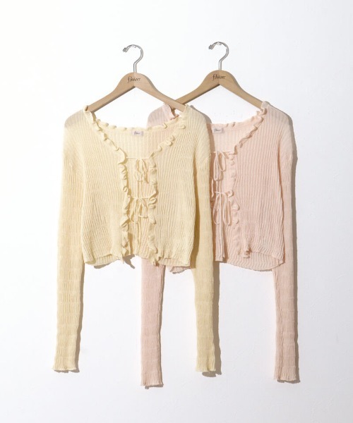 flower(フラワー)の「ハニーシアーカーディガン(カーディガン/ボレロ・レディース・アイボリー/コーラル・FREE)」の16枚目の写真