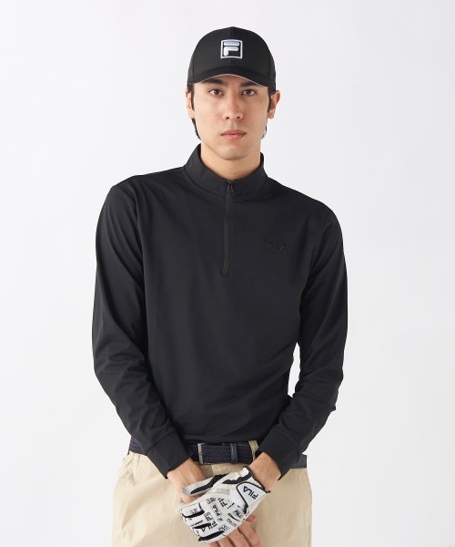 FILA GOLF(フィラゴルフ )の「【FILA GOLF/フィラゴルフ】ハーフジップ長袖シャツ ゴルフ おしゃれなギフトに最適!(シャツ/ブラウス・メンズ・ホワイト/ブラック/ネイビー・LARGE/X-LARGE/XX-LARGE/MEDIUM)」の2枚目の写真