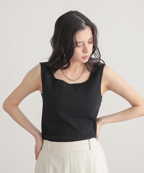 for/c(フォーシー)の「バックオープンリブスクエアタンク【サスティナブル】(Tシャツ/カットソー・レディース・チャコールグレー/ホワイト/ブラック/ホワイト×ブラック・M/L)」の17枚目の写真