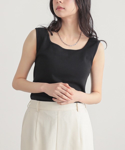 for/c(フォーシー)の「バックオープンリブスクエアタンク【サスティナブル】(Tシャツ/カットソー・レディース・チャコールグレー/ホワイト/ブラック/ホワイト×ブラック・M/L)」の18枚目の写真