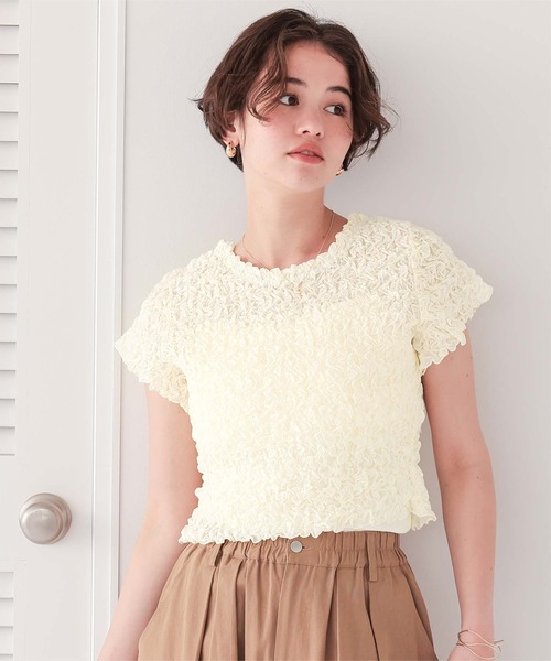 titivate(ティティベイト)の「ポコポコシャーリングシアートップス(Tシャツ/カットソー・レディース・ブラウン/ネイビー/アイボリー/ブラック・FREE)」の2枚目の写真