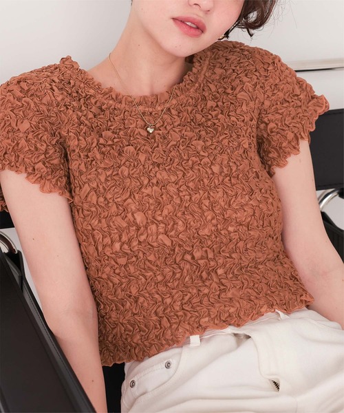 titivate(ティティベイト)の「ポコポコシャーリングシアートップス(Tシャツ/カットソー・レディース・ブラウン/ネイビー/アイボリー/ブラック・FREE)」の19枚目の写真